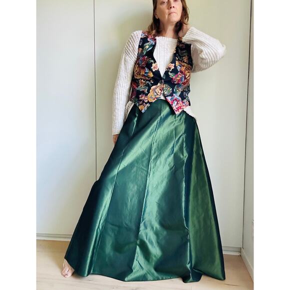 Vintage y2K Jessica McClintock Iridescence Green Maxi Skirt Size 12 Floor Length - Picture 1 of 6